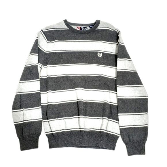 Chaps Sweater Size Small Gray Striped 100% Cotton #C08 - Picture 3 of 6
